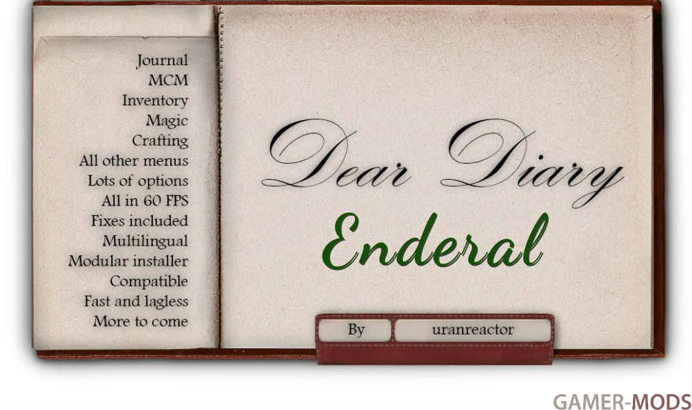Dear Diary - Paper UI Replacer for Enderal LE/SE / Заменитель интерфейса в бумажном стиле (Enderal LE/SE)