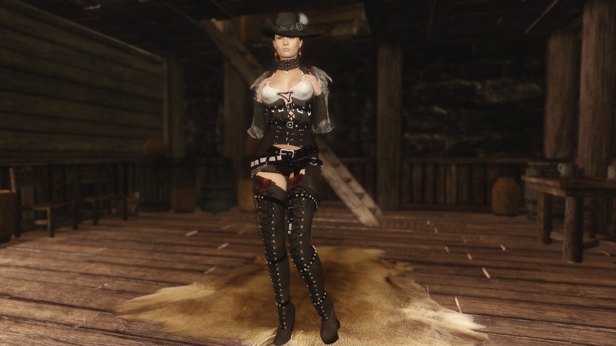 Кожаная одежда девушки-мушкетера (UNP) / Leather clothes musketeer girl (UNP)