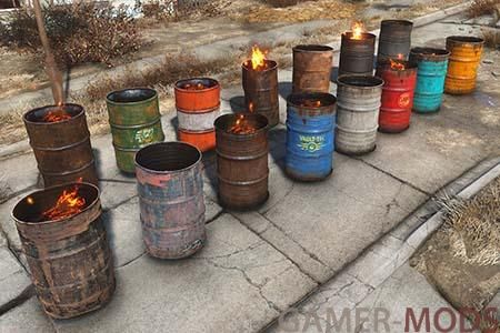 Бочки с огнём / Barrel Bonanza - Fire Barrel Mesh Replacer