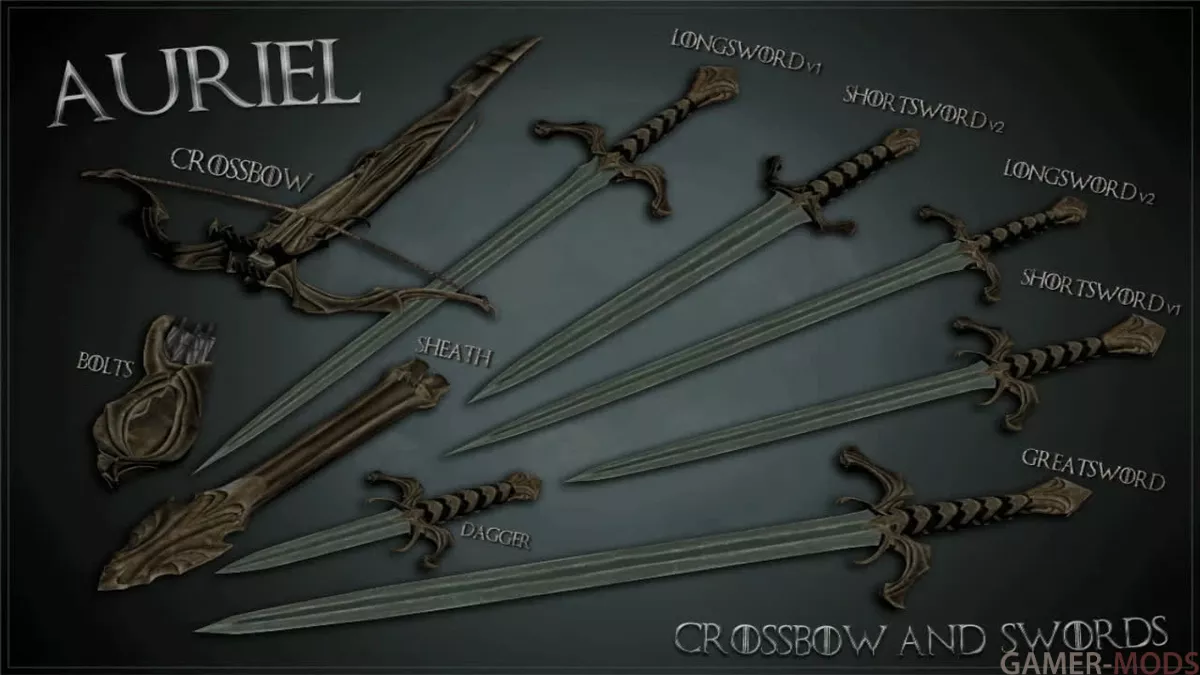 Auriels Crossbow and Swords - Арбалет и оружие Ауриэля