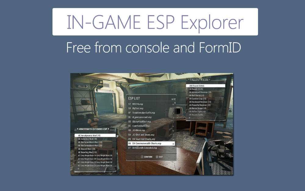 IN-GAME ESP Explorer (In Game MOD Explorer)  / Получение предметов из esp-esm-esl