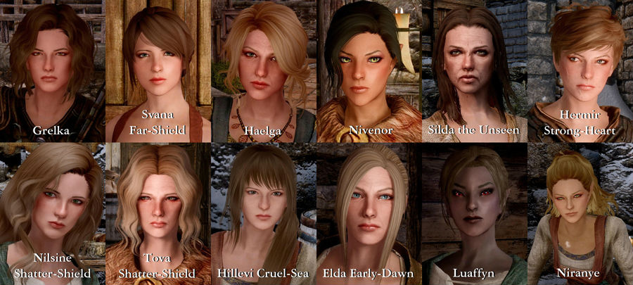Данный мод изменяет внешность 60 женских NPC в игре Skyrim SE-AE. 