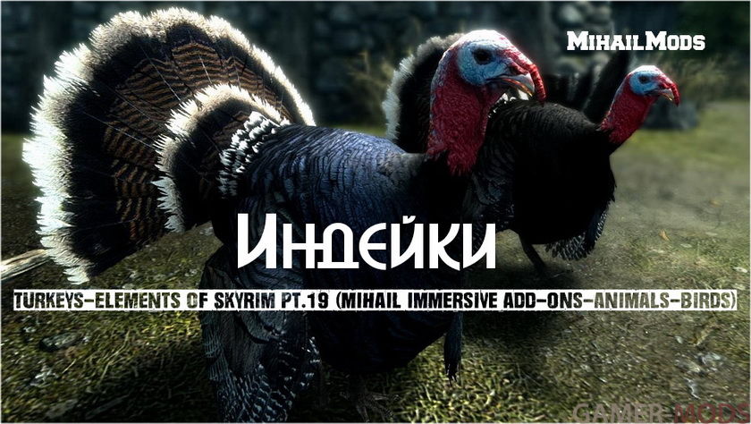 Индейки / Turkeys - Elements of Skyrim pt.19 (mihail immersive add-ons- animals-birds)