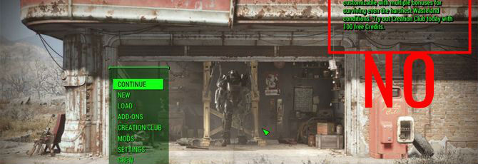 Мод удаляющий рекламу Creation Club из Fallout 4 и Skyrim SE